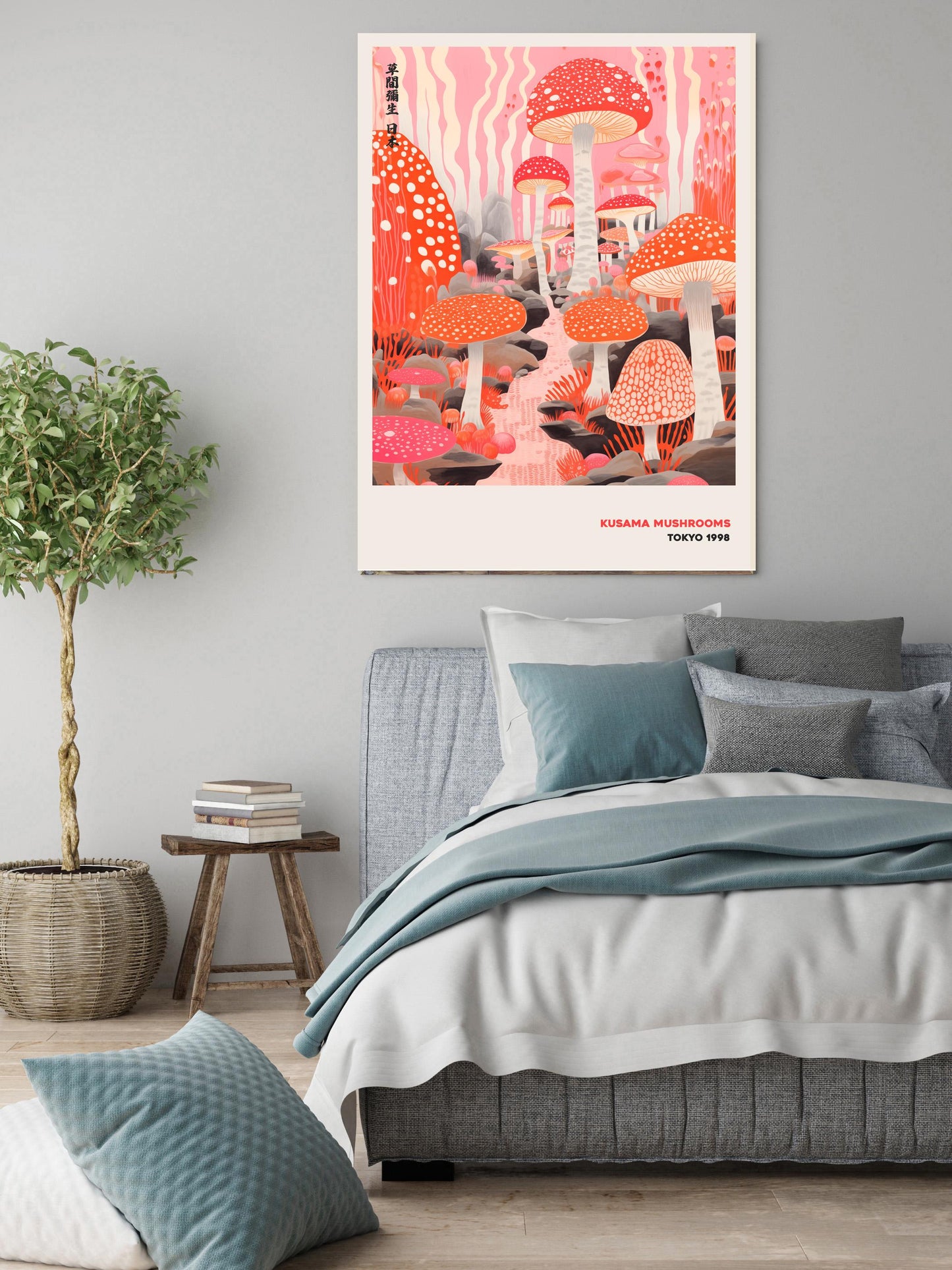 Japanese Pink Mushroom Art Print