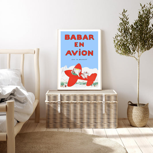 Babar the elephant En Avion nursery Art Print