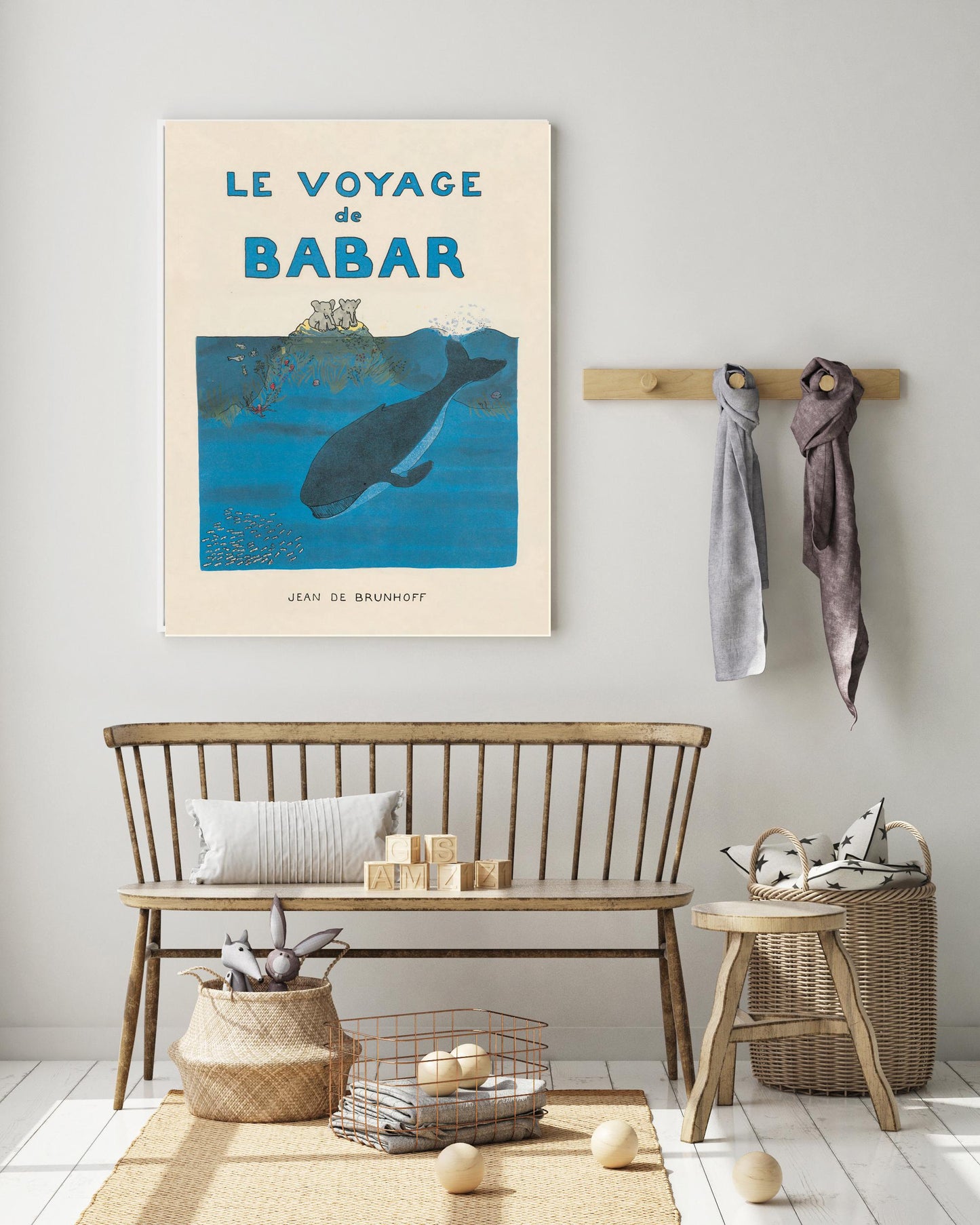 Babar the elephant Whale nursery wall art