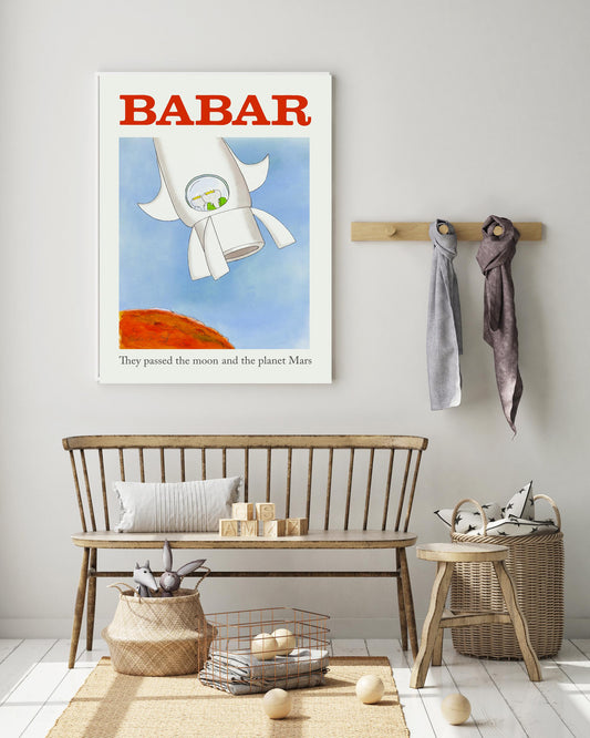 Babar the elephant Space nursery Art Print