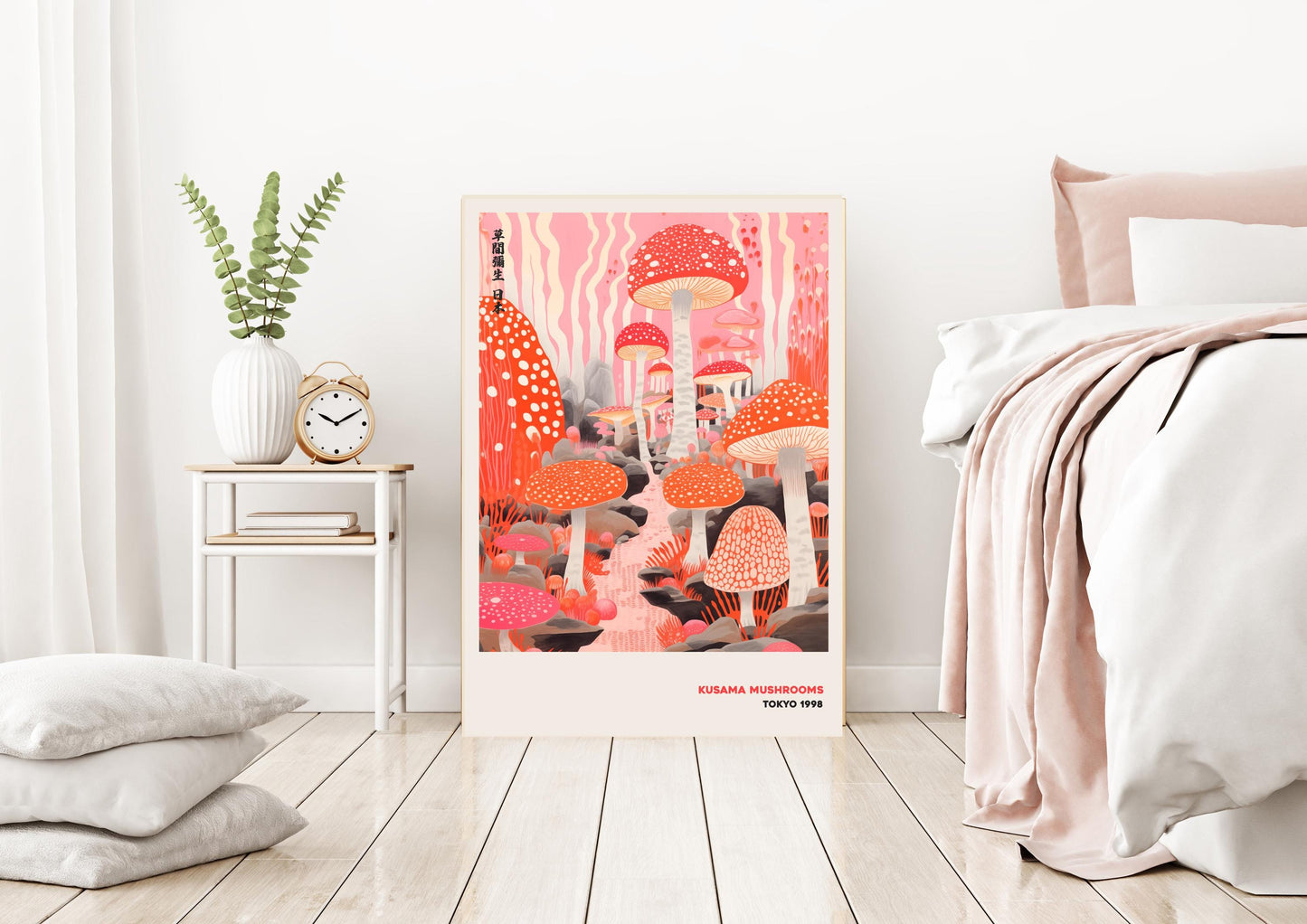 Japanese Pink Mushroom Art Print