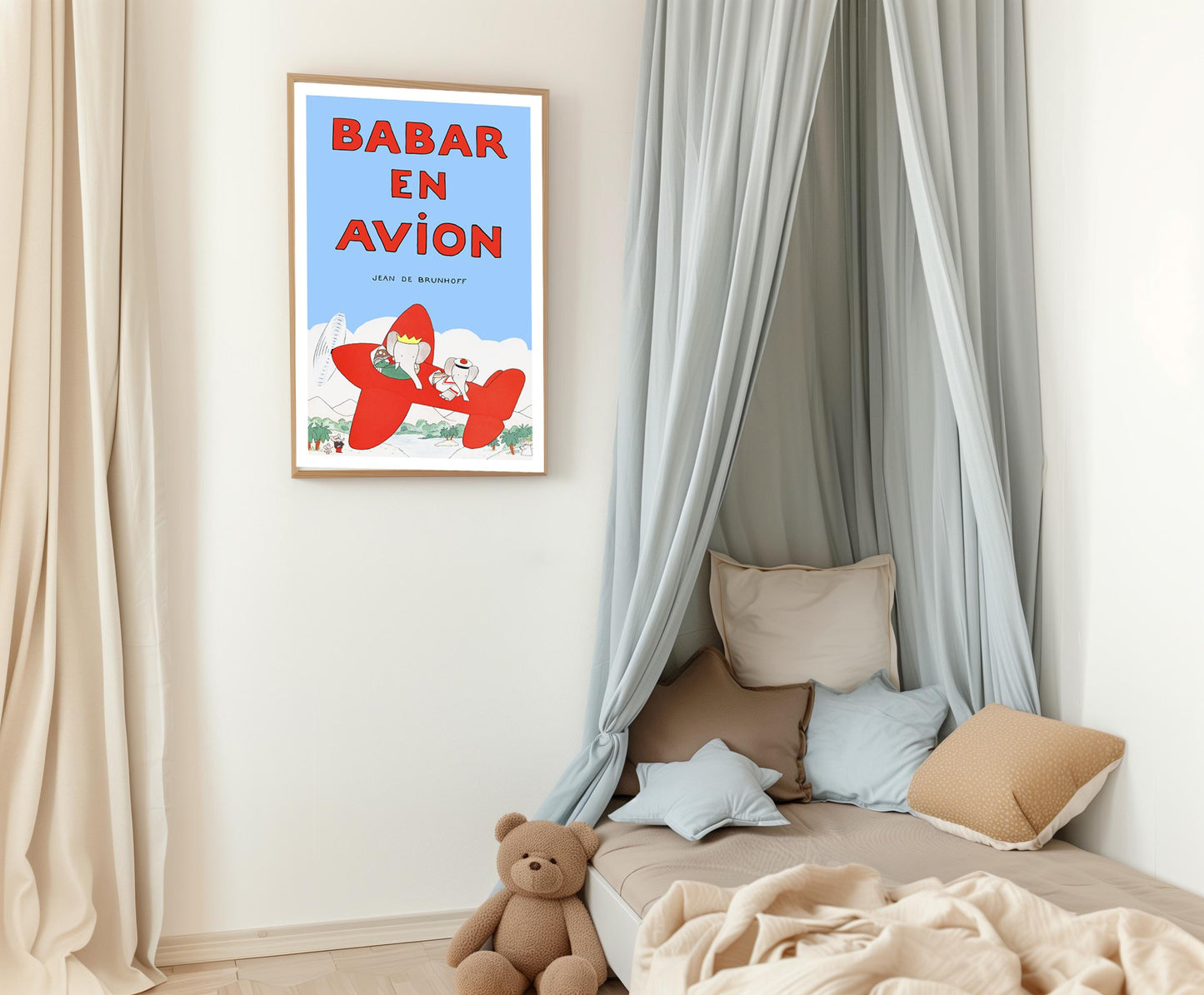 Babar the elephant En Avion nursery Art Print