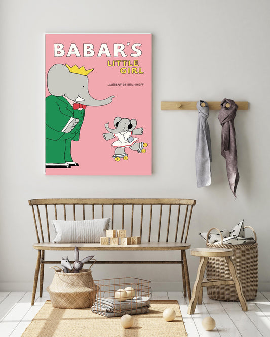 Babar the elephant Pink nursery art print