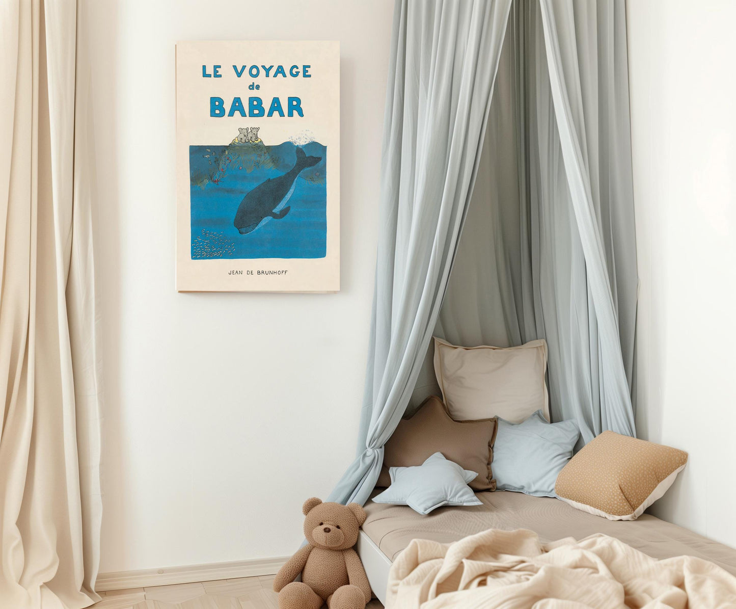 Babar the elephant Whale nursery wall art