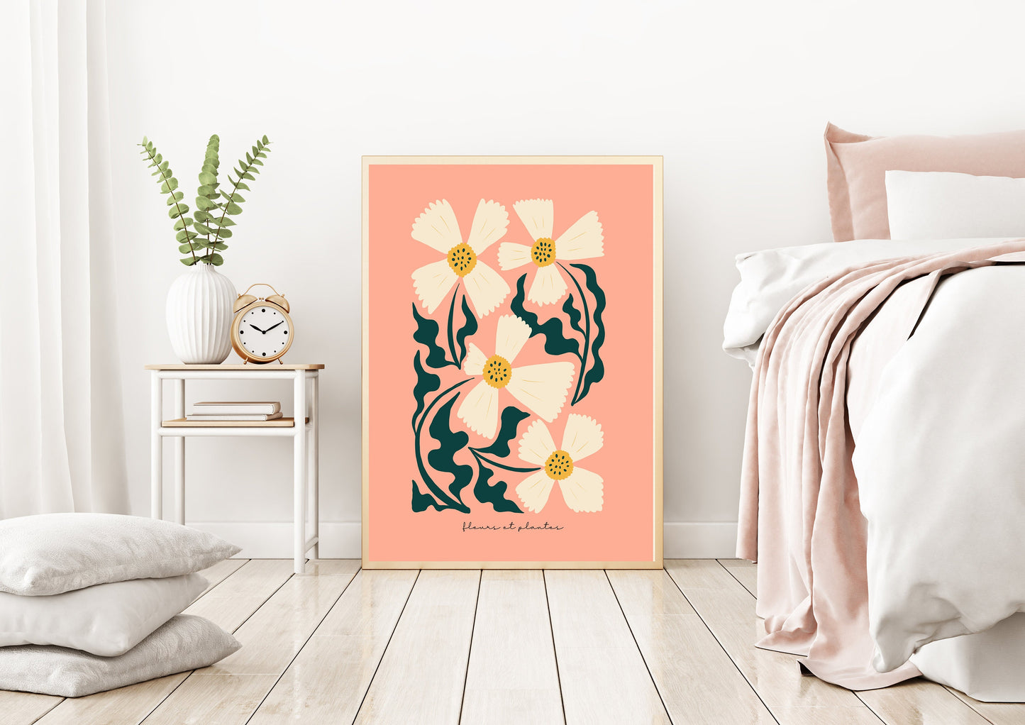 Botanical Peach Flower Art Print