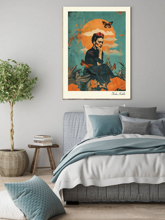 Retro Frida Kahlo Poster, Mexican Art