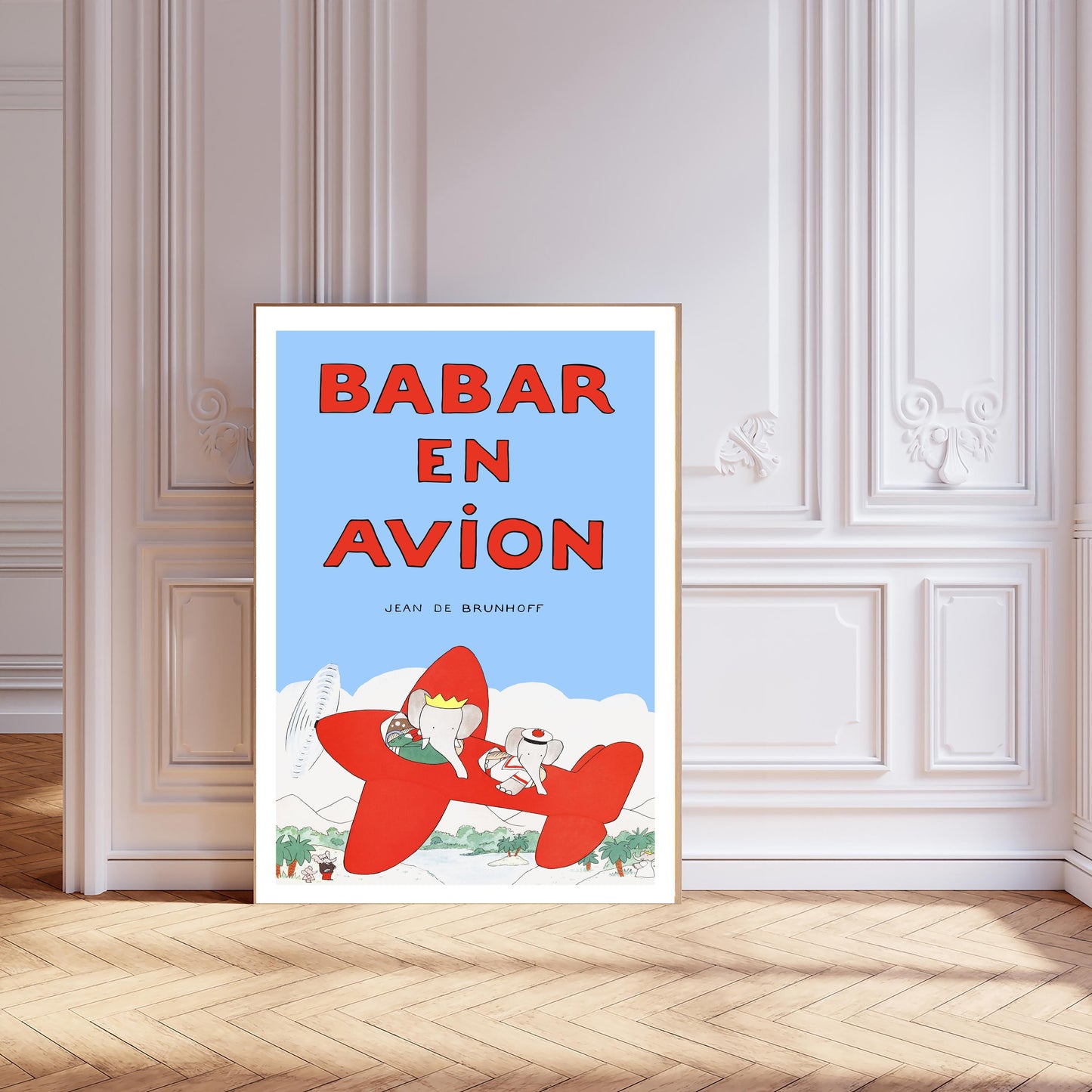 Babar the elephant En Avion nursery Art Print